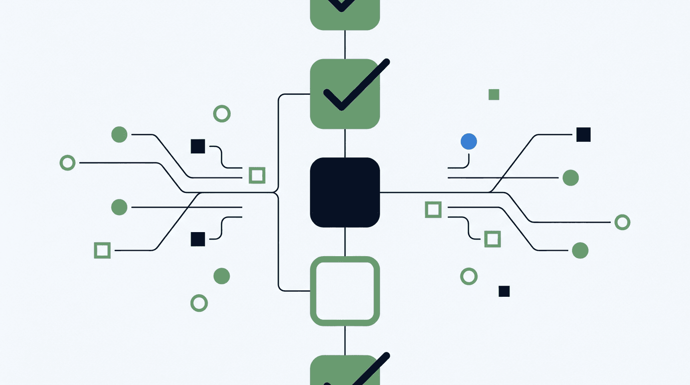 Abstract checklist illustration with checked and unchecked items